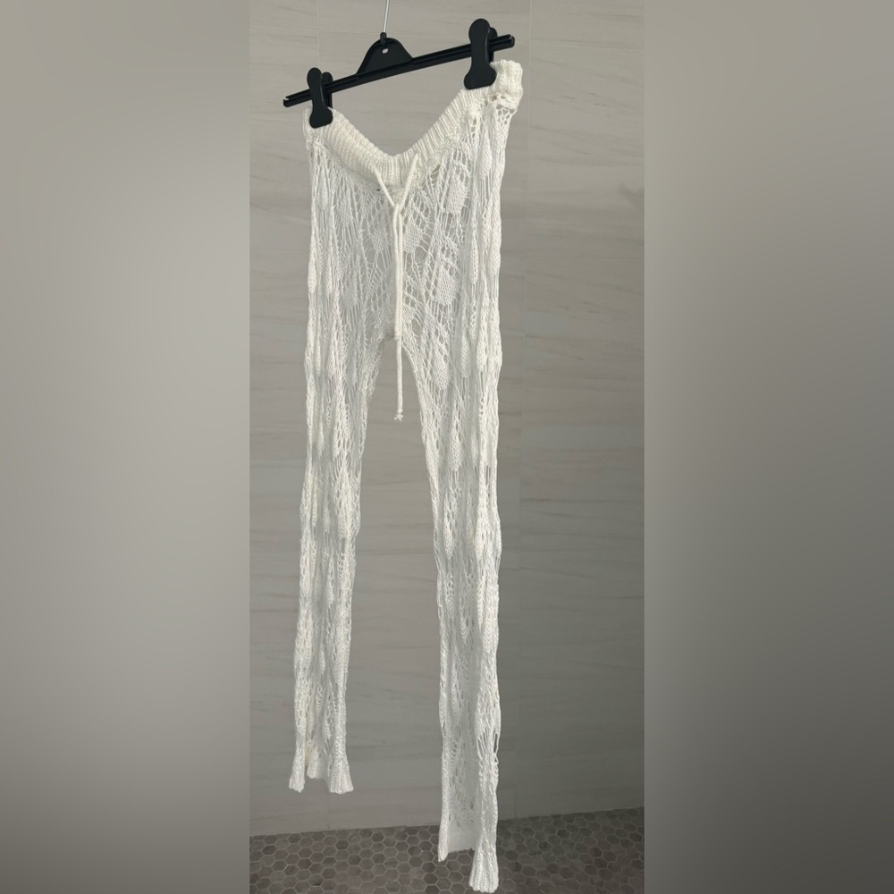 White swim cover up pants